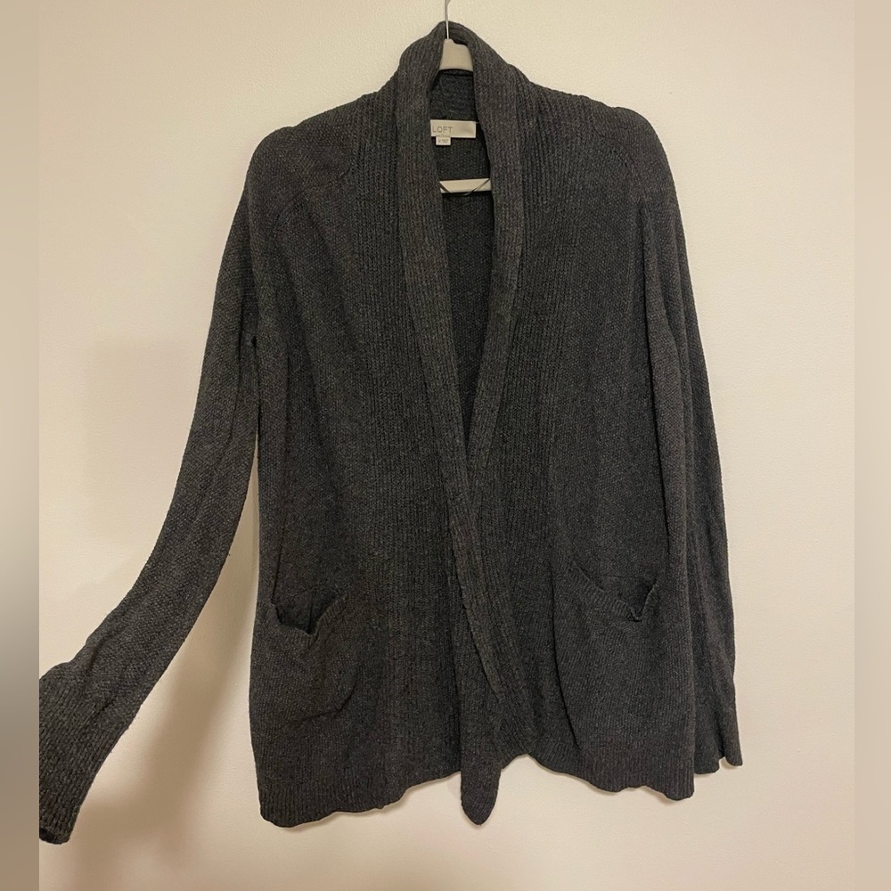Loft size M open dark gray cardigan